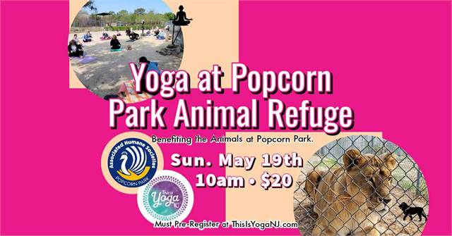 Yoga at Popcorn Park Animal Refuge to Benefit the Animals at Popcorn Park (May 2024)
