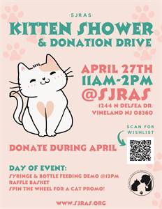 Kitten Shower & Donation Drive at South Jersey Regional Animal Shelter 